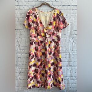 Boden, pink, yellow, and‎ purple spotted neck dress women’s size 10